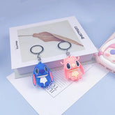 New Style Stitch Car Keychain couple Cartoon Anime Animal 3D Soft Silicone PVC Key Ring Lovers Gift Rubber Key Holder .. (2 pcs set ) ValueKartPk