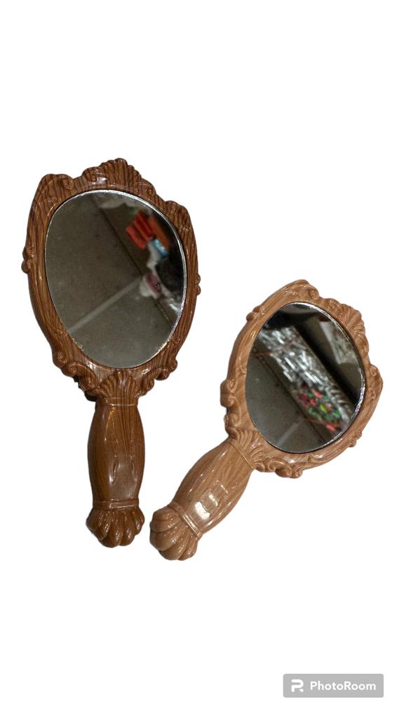 classic handheld makeup mirrors cosmetics sculpture painting decor mirror home decor .. wooden style pocket and purse mirror (Random color) ValueKartPk