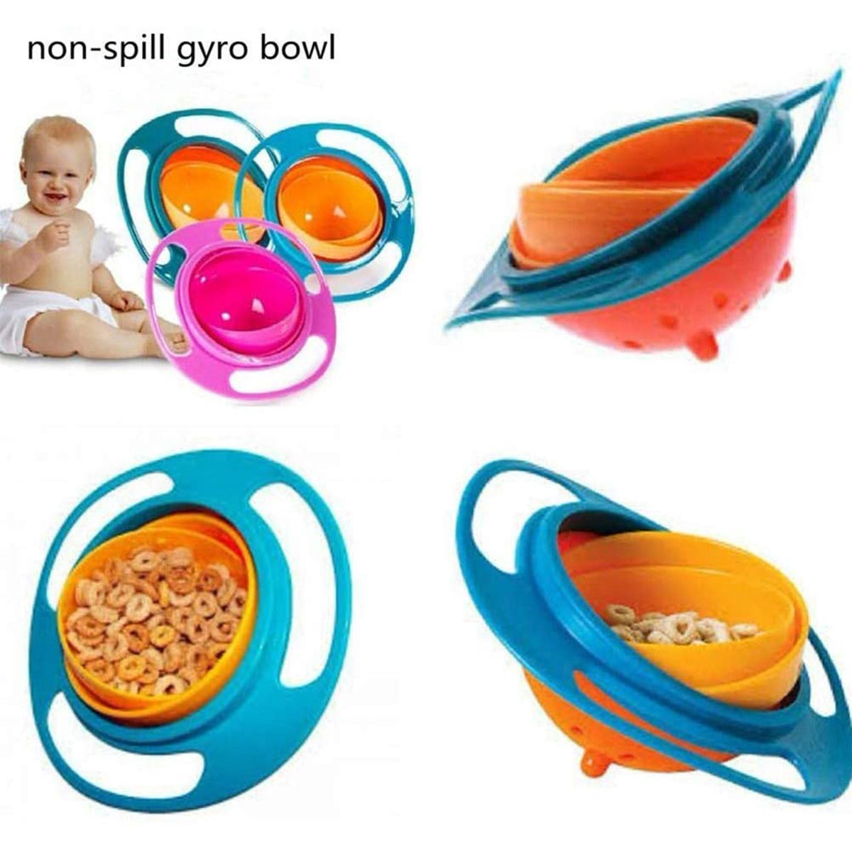 360 degree Gyro Bowl for feeding Baby Kids (random color) ValueKartPk