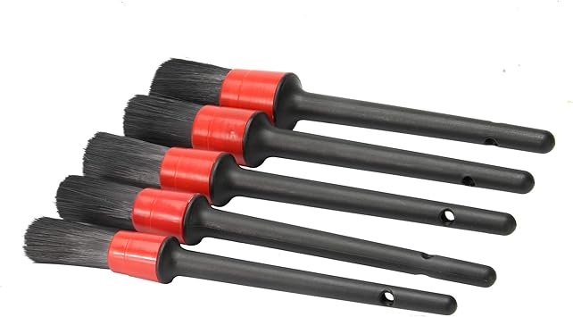 5 pcs Car Detailing Brushes Set of Different Sizes with Hanging Holder Option ValueKartPk