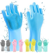 Silicone Washing Full Finger Gloves - For Home (Random Colors) ValueKartPk