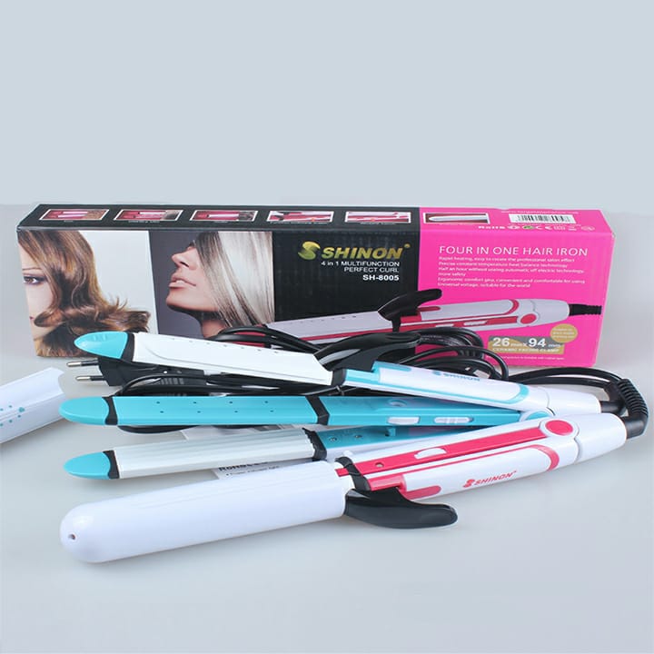 Shinon 4 In 1 Professional Hair Straightener, Curler And Crimper With Cover ValueKartPk