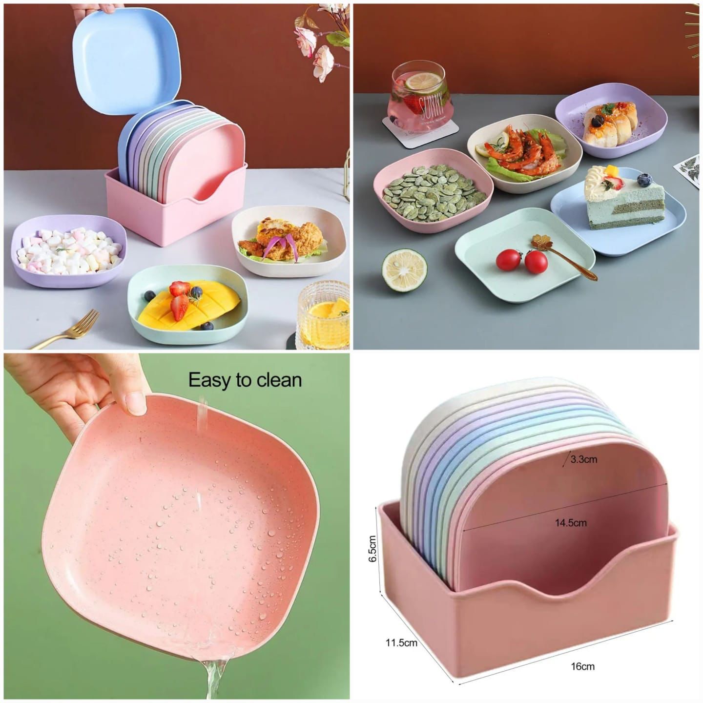 10pcs Plates Set With Holder (Random Colours) ValueKartPk