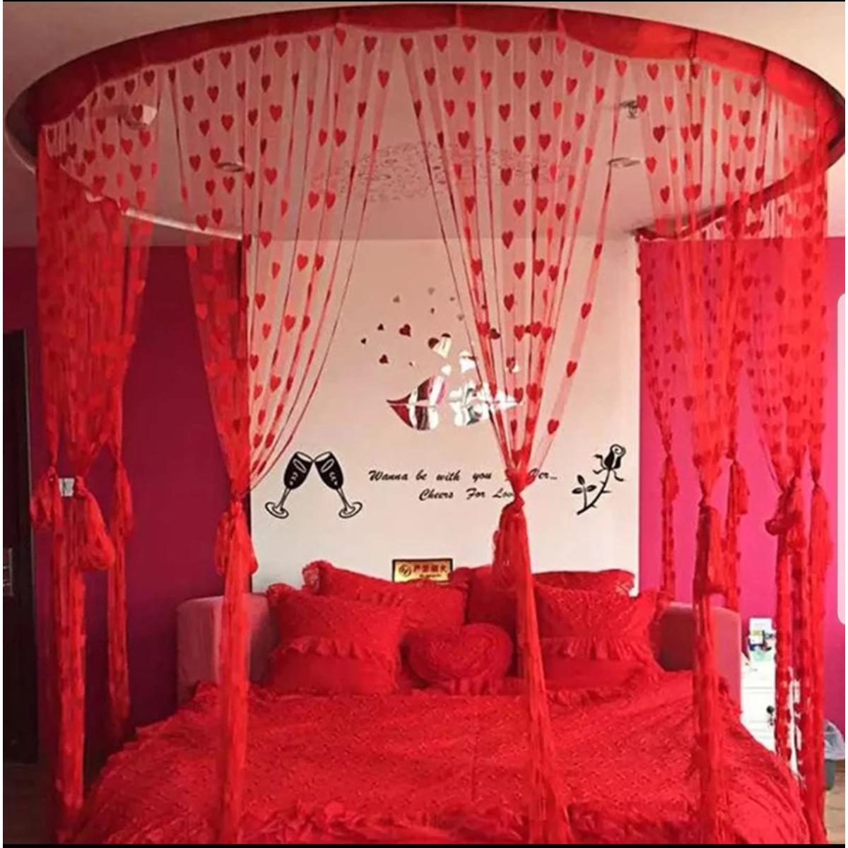 Red Heart Wire String Blinds Curtain ValueKartPk