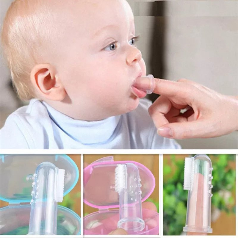 Baby Finger Toothbrush Silicon Toothbrush+Box Children Teeth Clear Soft Silicone Infant Tooth Brush Rubber Cleaning Baby Brush ValueKartPk