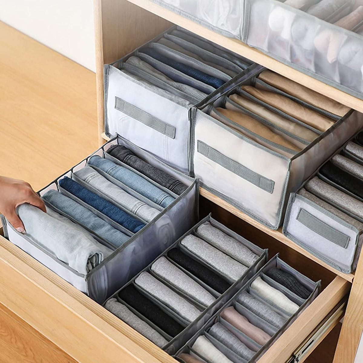 7 Clothes Drawer Organizer Jeans Storage Box Large Size Grids Wardrobe Storage Foldable Drawer Divider ValueKartPk