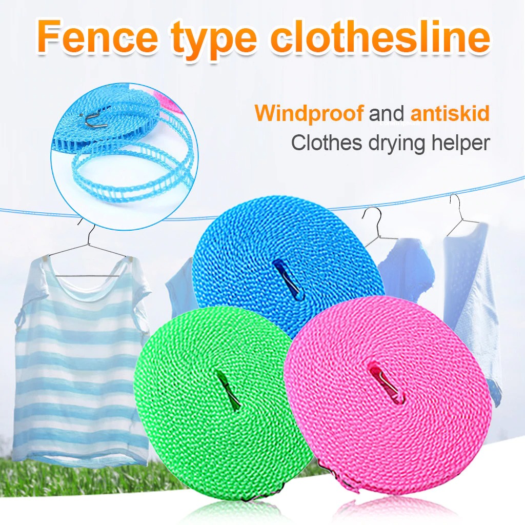 Cloth Hanging Rope Clothesline 5 Meters (Random Colour) ValueKartPk