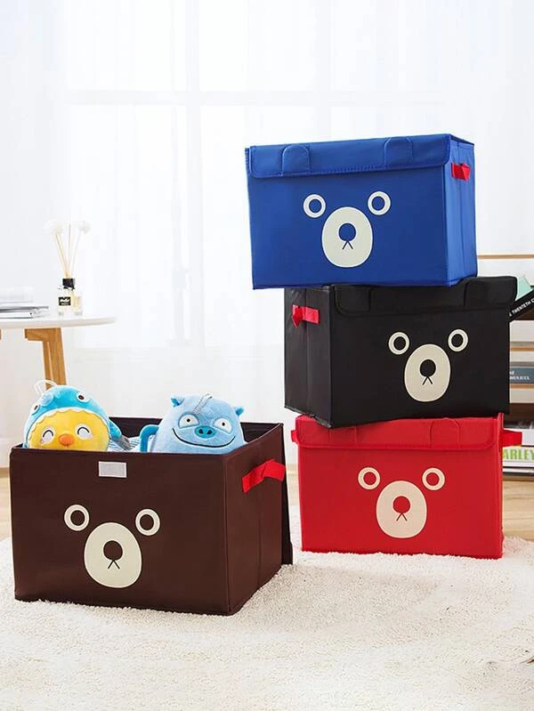 1 Pc Panda Design Folding Storage Bins Quilt Basket Kid Toys Organizer Storage Boxes Cabinet Wardrobe Storage Bags (Random Color/Design) ValueKartPk