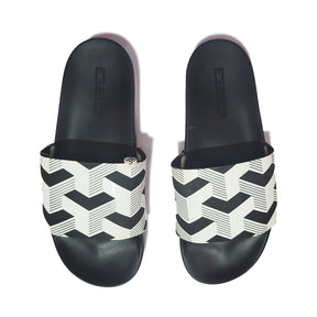 Men Black &amp; White Adilette CF+ Link GR Printed Sliders ValueKartPk