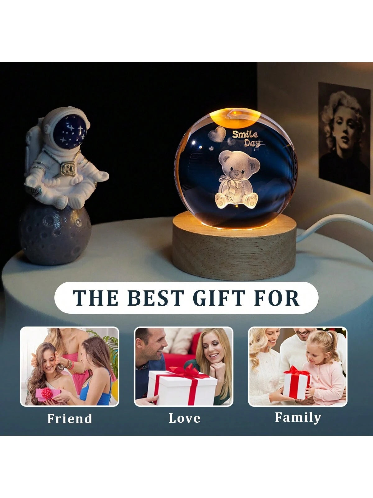 RGB Glowing Crystal Ball Night Light | Warm &amp; Romantic atmosphere for your home and room ValueKartPk