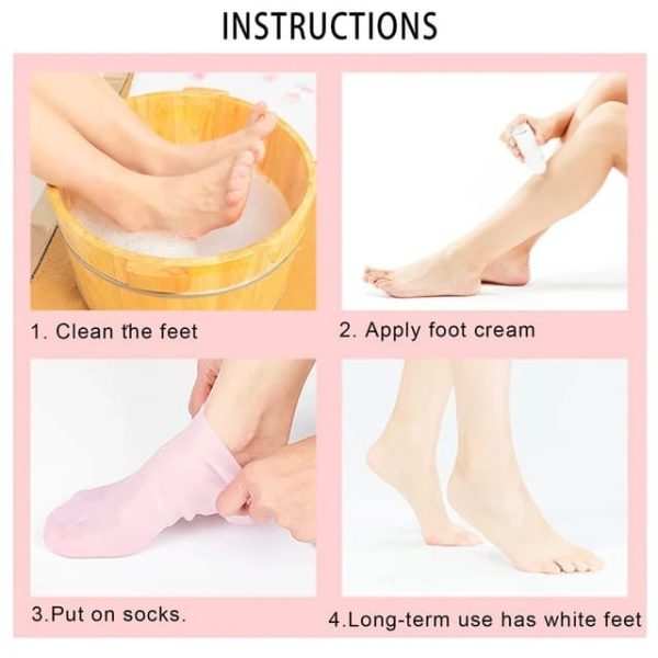 1pair Silicone Foot Care Socks Anti Cracking Moisturizing Gel Socks Cracked Dead Skin Remove Protector Pain Relief Pedicure Too ValueKartPk