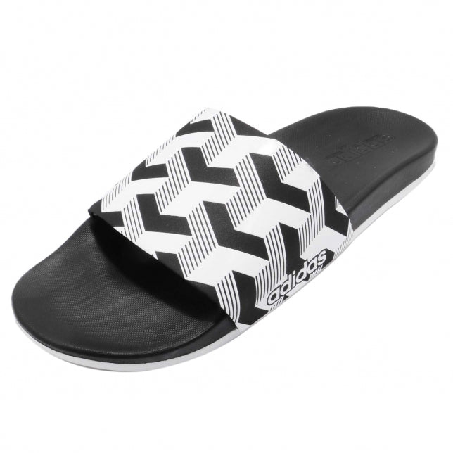 Men Black &amp; White Adilette CF+ Link GR Printed Sliders ValueKartPk