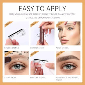 Eye brow stamper One Step Eyebrow Stamp Shaping Kit Brow Powder Stamp Makeup with 3 Reusable Eyebrow Stencils and Eyebrow Pen Brushes Hairline ValueKartPk