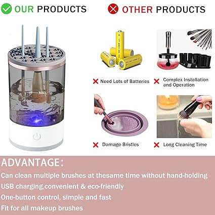 3 In 1 Electric Makeup Brush Cleaner | Automatic Make Up Brush Holder Cleaner Machine ValueKartPk