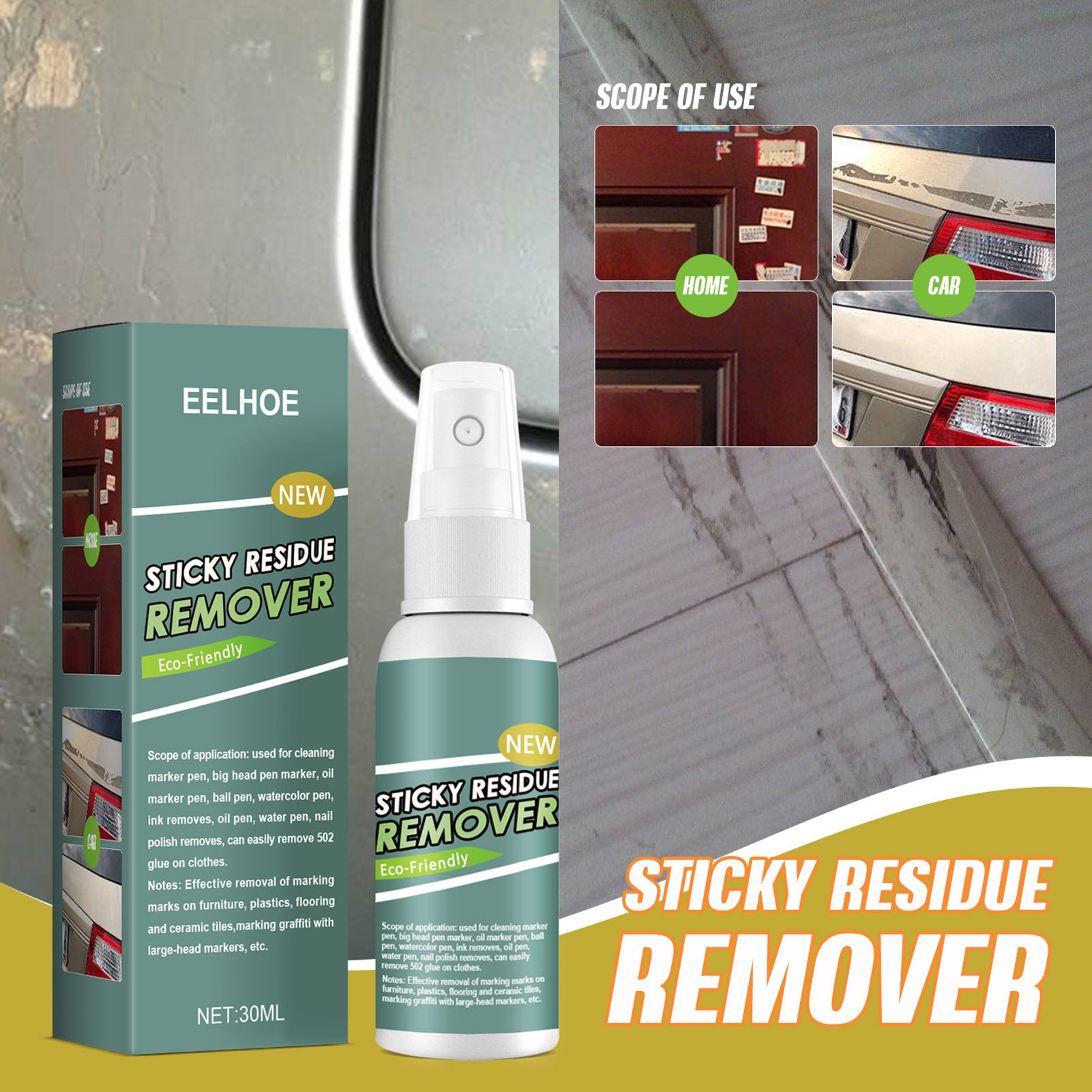 Sticky Stuff Remover Gel Spray, Portable Surface Safe Adhesive Remover, Ideal for Sticky Stains such as Bubblegum, Adhesive, Tape, Label Residue (30ML) ValueKartPk