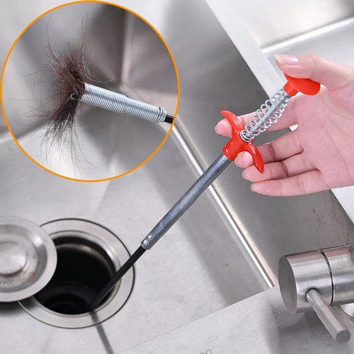 Stainless Steel Hair Catching Drain Cleaner Wire Spring Sink Cleaning Stick ValueKartPk