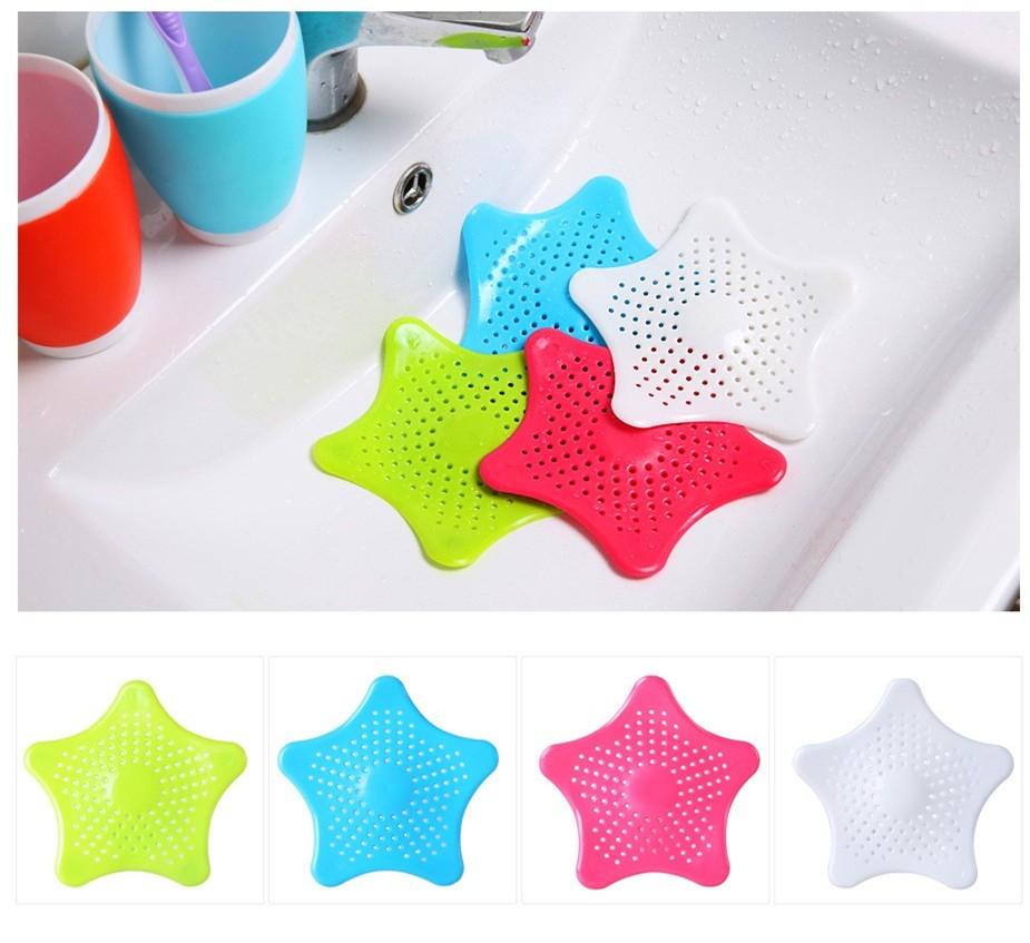 Silicone Rubber Star Fish Five-pointed Creative Star Sink Water Stopper Filter Sea Star Drain Hair Catcher &amp; Stopper Cover Sink Strainer Leakage Filter for Kitchen and Bathroom (Random Color) ValueKartPk