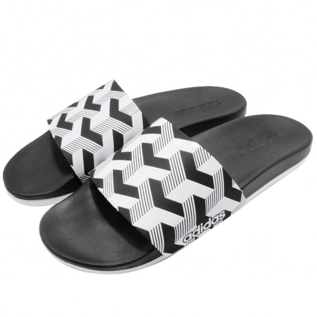 Men Black &amp; White Adilette CF+ Link GR Printed Sliders ValueKartPk