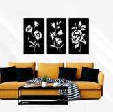 Set of 3 Flower Frames Wooden Wall Art I Wall Art I Decorating Items I Decorating Items For Home ValueKartPk