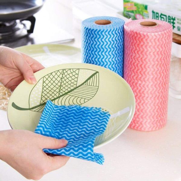 50 Sheet Roll Disposable Tissue Towel Paper Kitchen Cleaning Wipes (Random Color) ValueKartPk