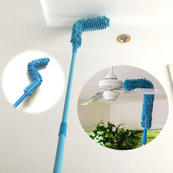 Fan Duster Flexible Micro Fiber Duster With Telescopic Stainless Steel Handle for Fan Cleaning Specially (random color) ValueKartPk