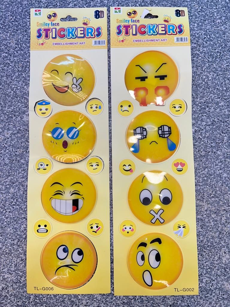 SMILY STICKERS DIFFERENT EMOJIS IN ONE PACKETS CUTE EMOJI SMILY STICKER FOR KIDS  USE FOR DECORATION OR HOME-DECOR (pack of 8 pcs ) ValueKartPk