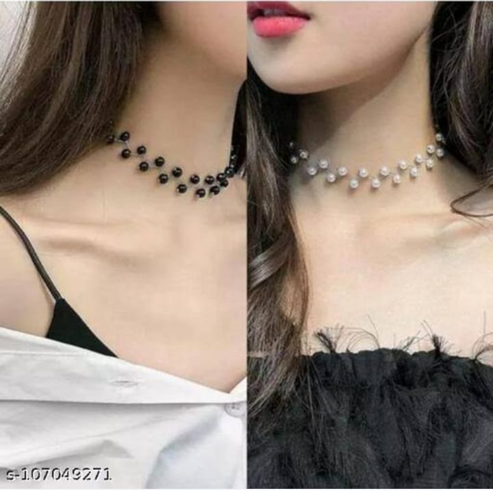 Zig Zag  Black Choker With Earrings for girls ValueKartPk