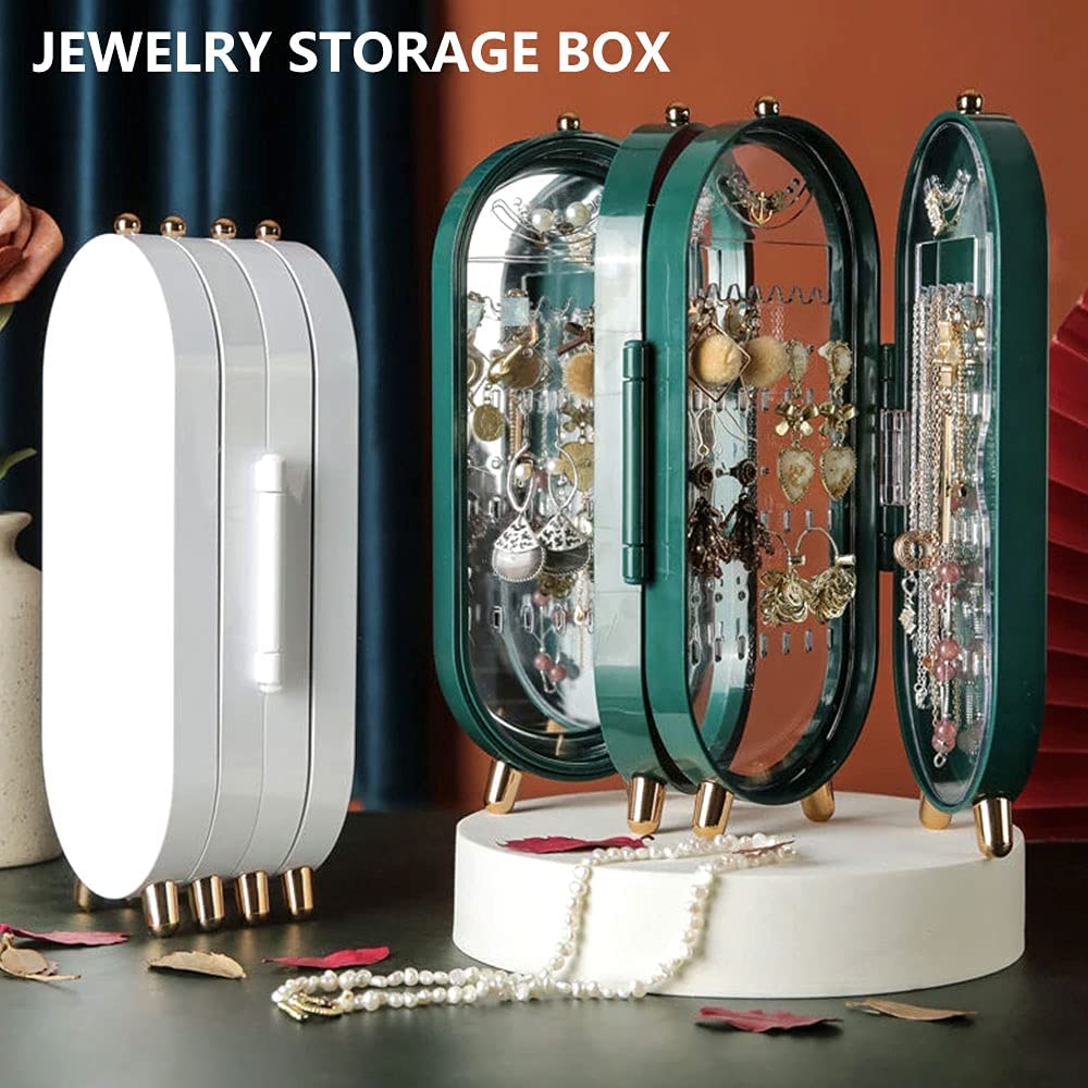 Jewellery Box Organiser with Mirror - Foldable Exquisite Dustproof  (Random Color) ValueKartPk