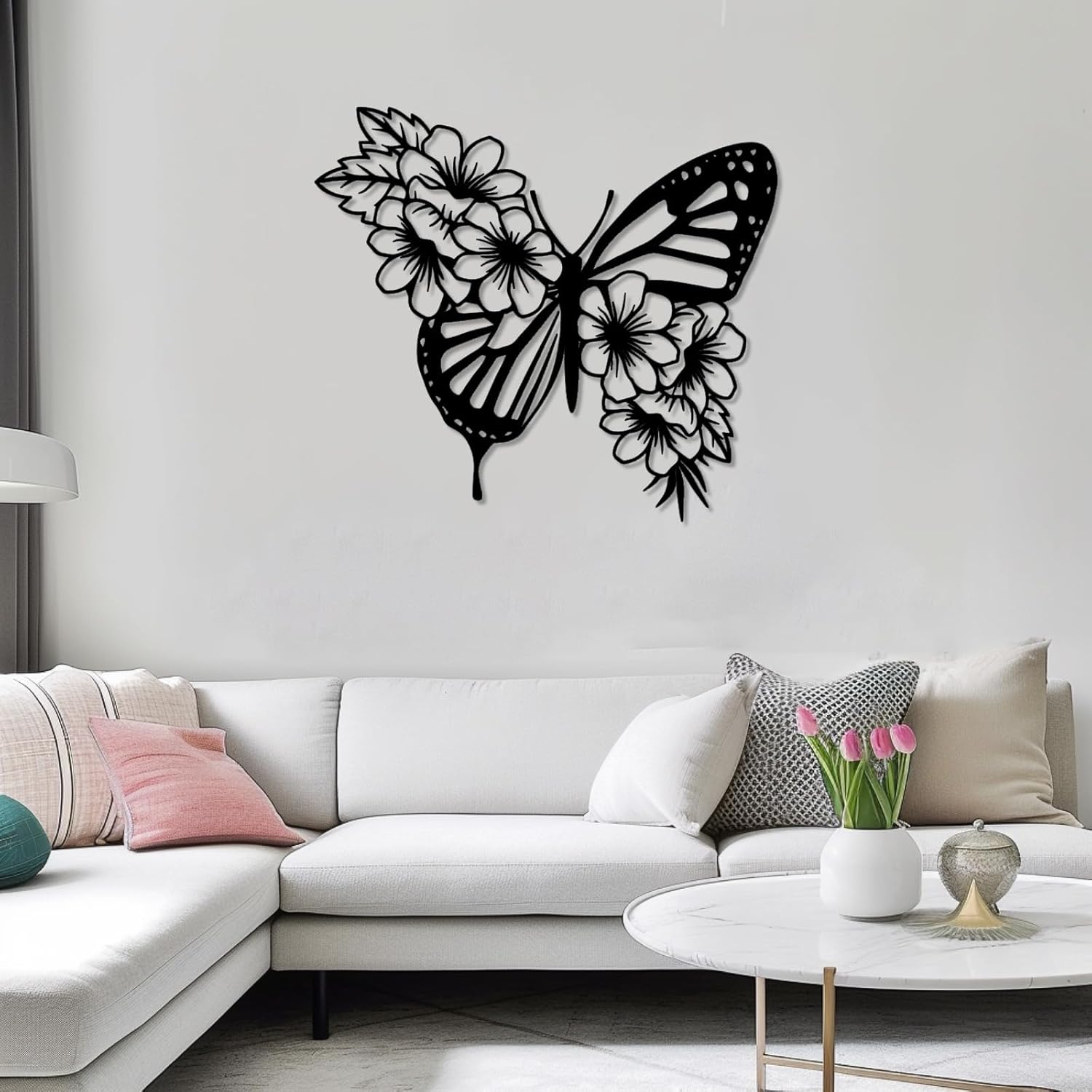 Home Decor Flower Butterfly Wooden Wall Art ValueKartPk