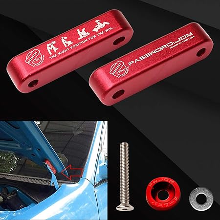 Car Hood Spacer Riser Kit | Vehicle Hood Bonnet Vent Space Modification Kit, Aluminium Alloy Billet ValueKartPk