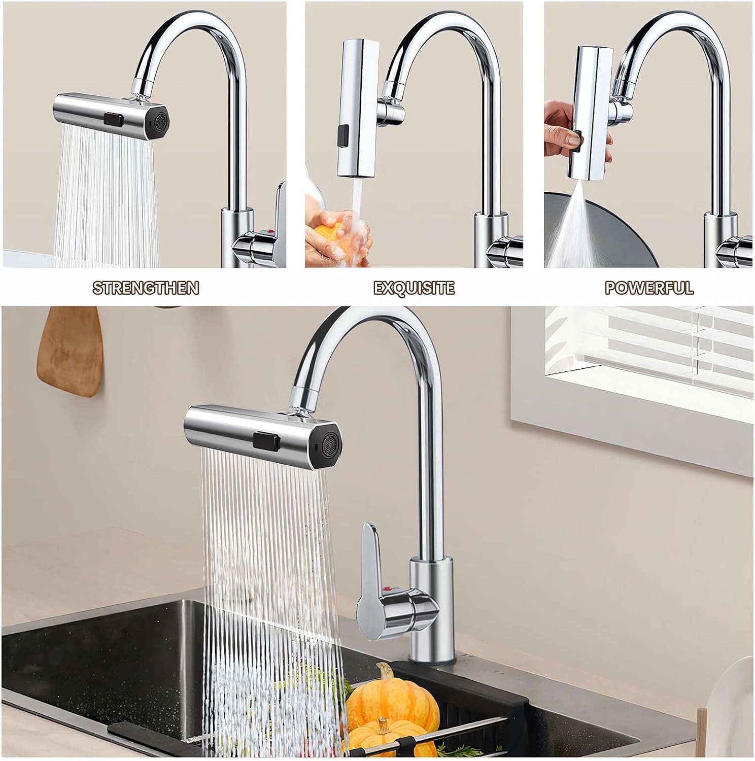 Multifunctional Kitchen Sink Waterfall Faucet he faucet shower 3 water flow effect modes, Bathroom Basin Tap ValueKartPk