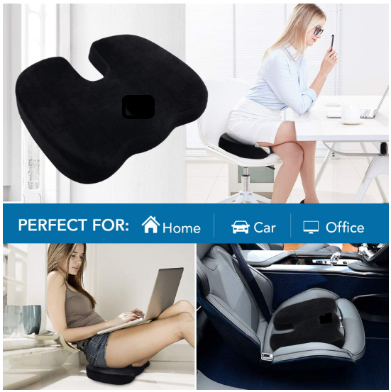 Foam Orthopedic Wedge Car Seat Cushion, Non-Slip Coccyx Pad, Pain Relief - for Car Computer Desk Chairs and Traveling ValueKartPk