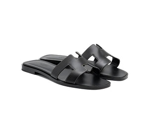 H-style flat Sandal for girls Womens - Black ValueKartPk