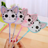 6 pcs Newest Plastic Cat Fan Shape Creative Student Prize Stationery   Pen ValueKartPk