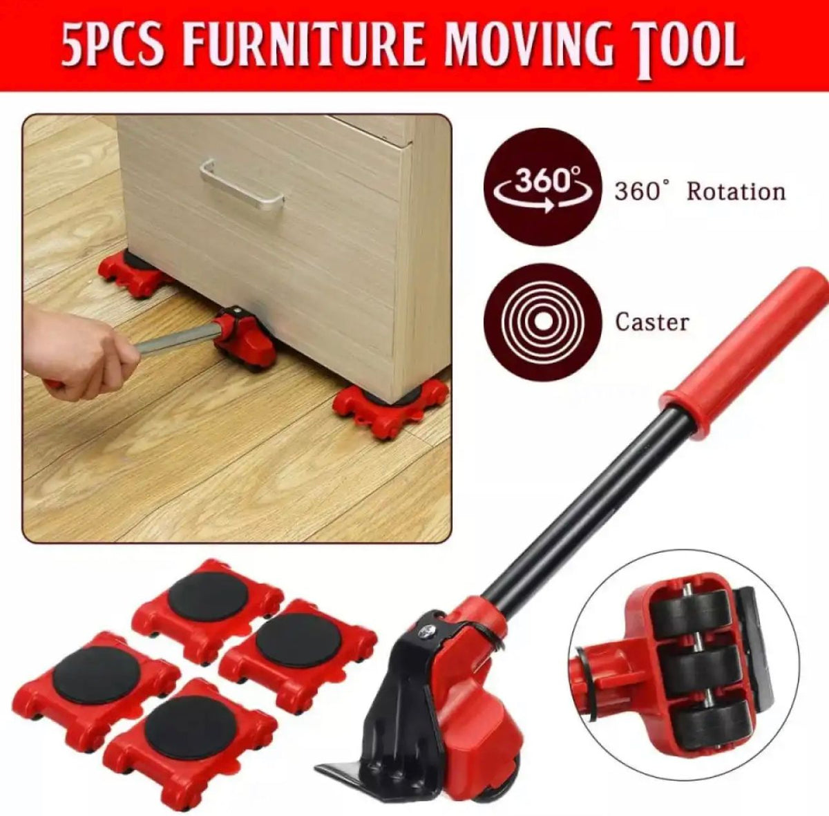 (5 in 1) Heavy furniture move tool transport lifter shifter moving tool ValueKartPk