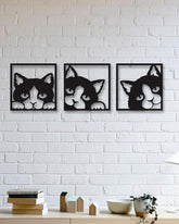 Wall Art 3Pcs Cat Frame Wooden Home Decor D27 ValueKartPk