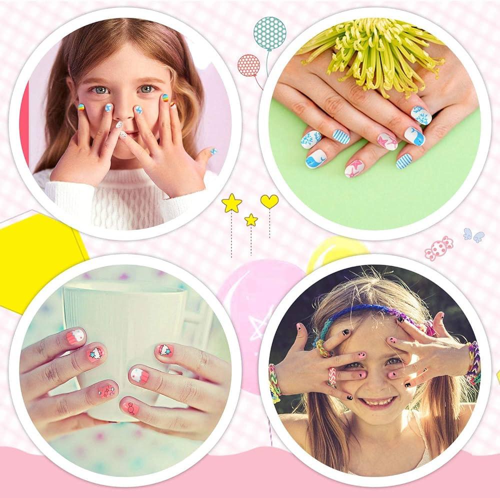 Fake Nails Multi colors and design  With Glue Kids Fake Nails Children's Nails ( 12 set ,144 pcs ) ValueKartPk