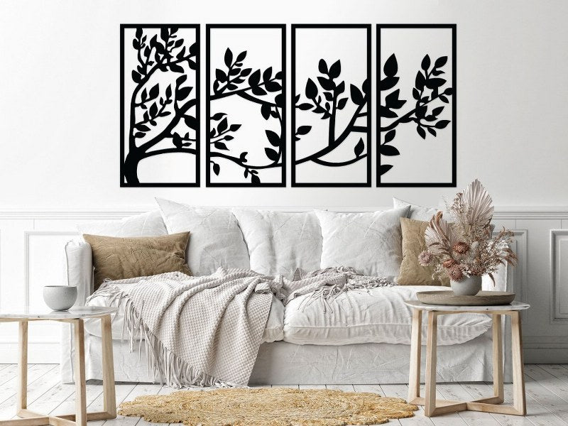 Decorative tree wood wall Art 4 panels D20 ValueKartPk