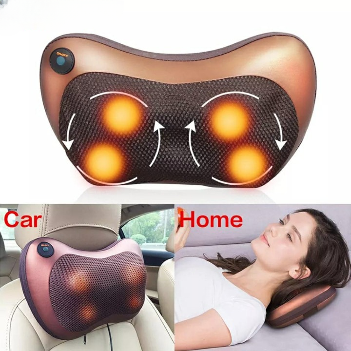 Car Head Massage Pillow Relax Vibrator Electric Shoulder Back Heating Kneading Infrared therapy shiatsu Neck Massager ValueKartPk