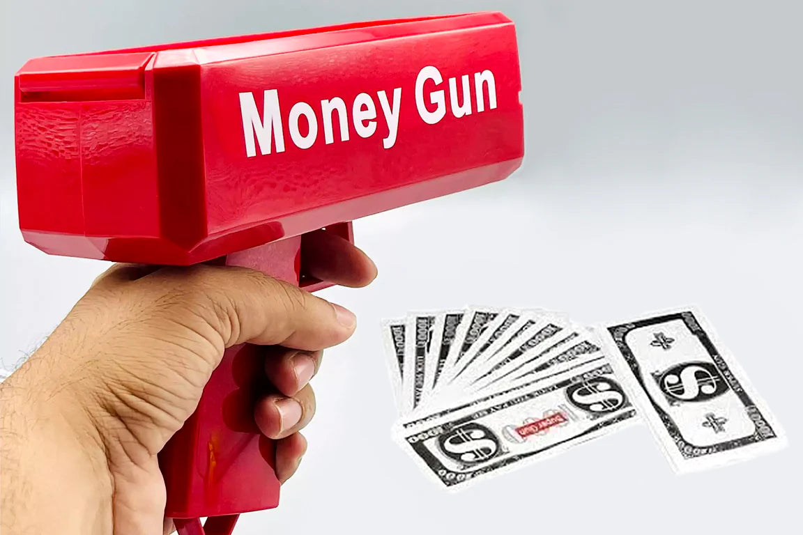 Money Gun_ Paper Playing Spray Money Toy Gun_, Prop Money Gun (red color) ValueKartPk