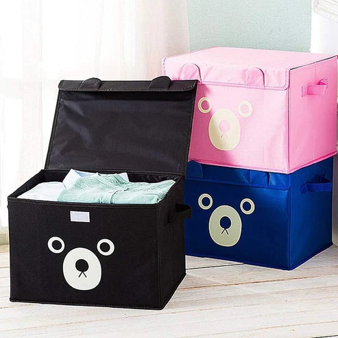 1 Pc Panda Design Folding Storage Bins Quilt Basket Kid Toys Organizer Storage Boxes Cabinet Wardrobe Storage Bag (random Color) ValueKartPk