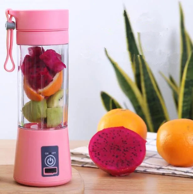 Juicer Portable Outdoor Juicing Cup Home Mini Cordless Crushed Ice Machine USB Charging Fruit Vegetable Blender (Random Color) (380ML) ValueKartPk