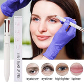 4 in 1 Waterproof Makeup Pen Eyebrow Pencil Long Lasting Easy Lip Color Liner Highlight Lying Silkworm Eyeliner Pen Makeup Tools (Random Color) ValueKartPk