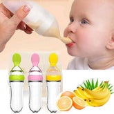 Baby Spoon Feeder Silicone Bottle Feeding (Random Color) ValueKartPk