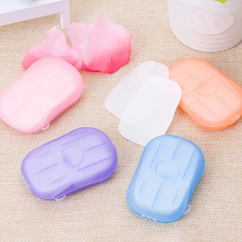 Pack of 10 Travel Soap Outdoor Portable Mini Paper Soap Paper Washing Hand Bath (Random Color) ValueKartPk