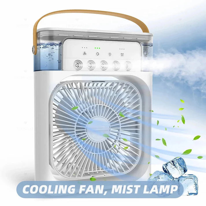 Portable Air Conditioner Fan: USB Electric Fan with LED Night Light, Fine Mist Water, and Humidifier Function | Led Night Light Water Mist - 10inch (Random Color) ValueKartPk