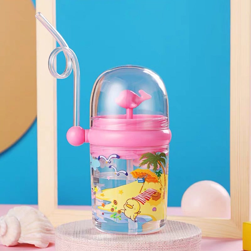 Children Whale Spray Cup Sippy Bottle Cartoon Baby with Sippy Kettle Outdoor Portable Children's Cup (Random Color) ValueKartPk