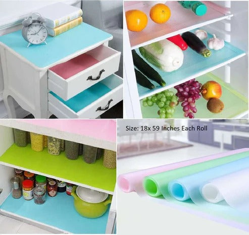 Refrigerator Mats Shelf Liners, Plastic Refrigerator Liners Washable Can Be Cut Waterproof Refrigerator Pads Fridge Mats Drawer Table Placemats (Multi Colors) ValueKartPk