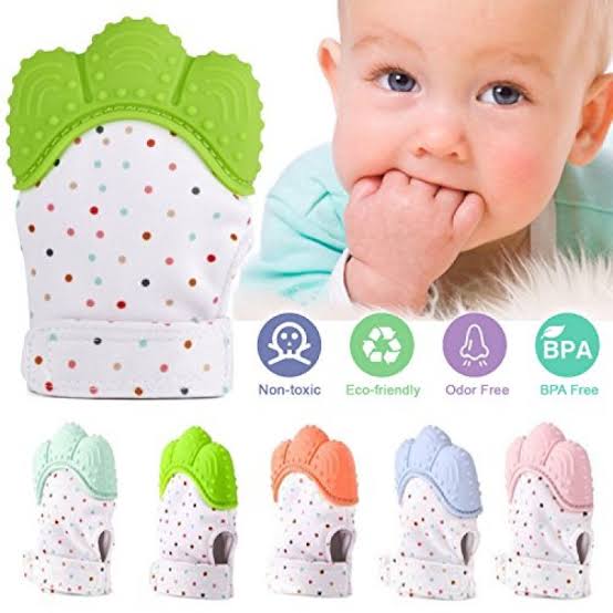 BABY SILICONE TEETHING MITTEN GLOVES NEWBORN CHEWABLE MITTENS TEETHER ValueKartPk