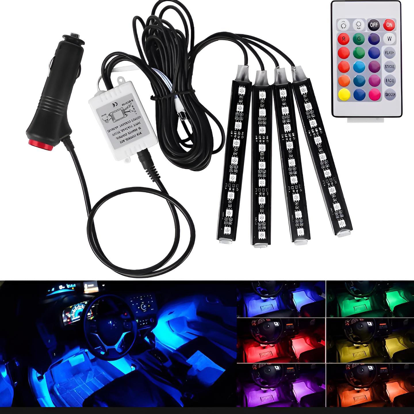 Interior light (with remote) 36 led RGB LIGHT strip Without button for bike/car/jeeb and all vehicles  (With Box Packing) ValueKartPk